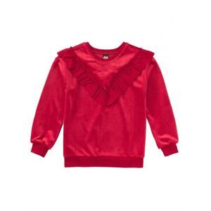 NEW TEA COLLECTION girl's very velour ruffle tunic top in red